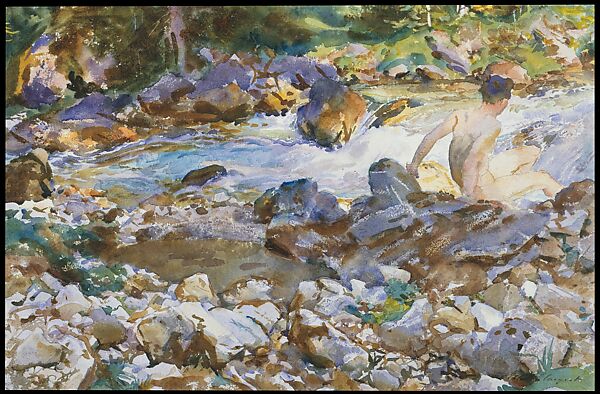 Mountain Stream, John Singer Sargent  American, Watercolor and graphite on off-white wove paper, American