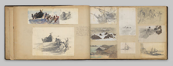Scrapbook, John Singer Sargent  American, Album containing ephemera and drawings (pencil and gouache on paper), American