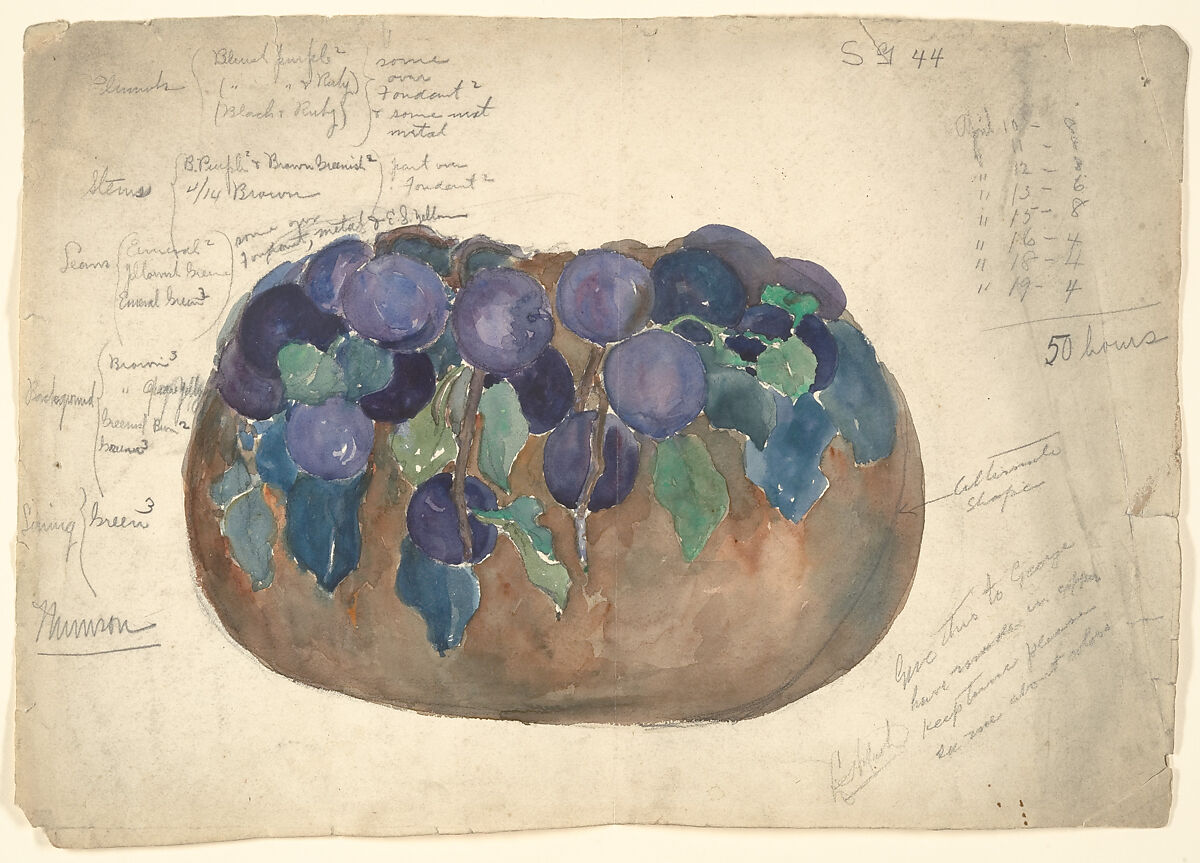 Design Drawing, Tiffany Glass and Decorating Company  American, Watercolor and graphite on paper, American