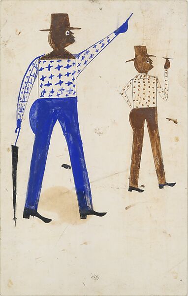 Two Men Walking, Bill Traylor  American, Tempera and pencil on paper, American