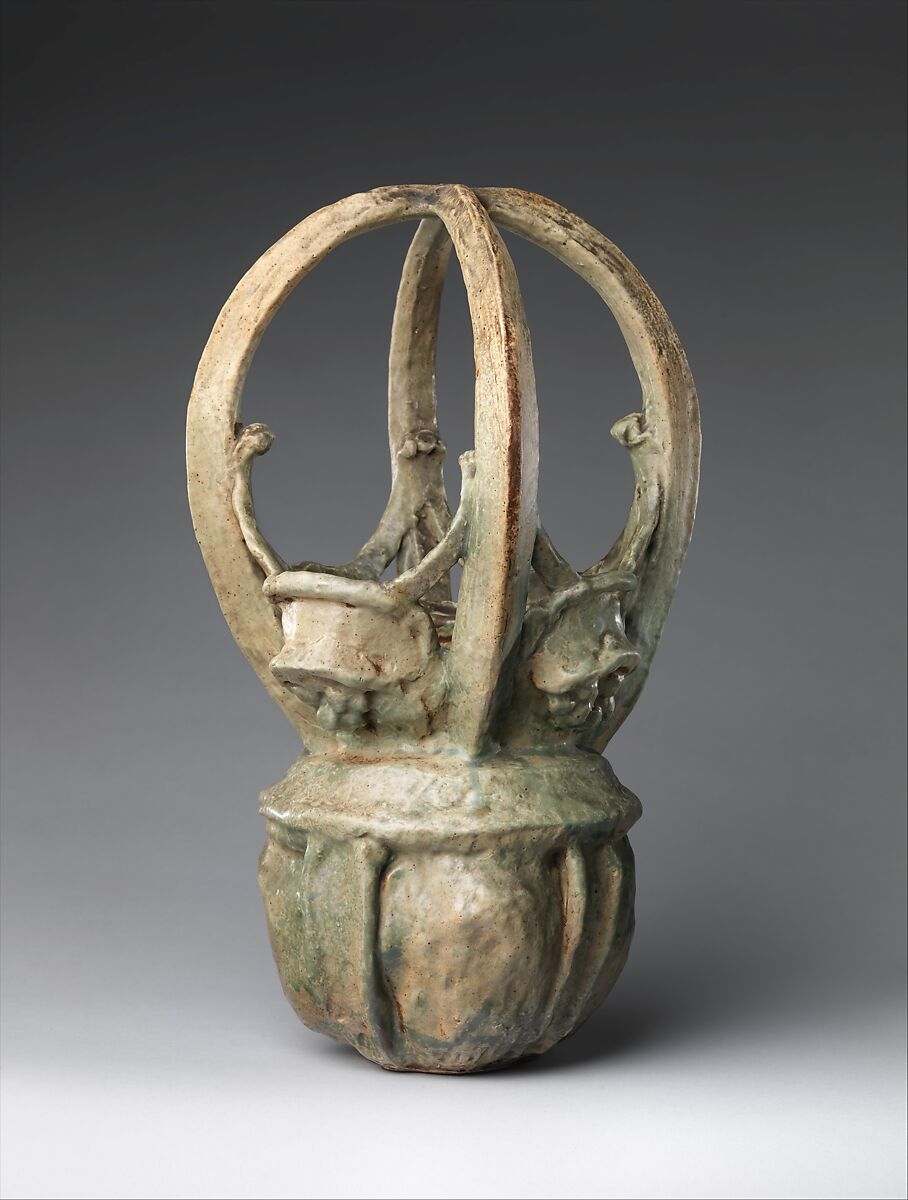 Basket vase, Georges Hoentschel  French, Glazed stoneware, French, Saint-Amand-en-Puisaye