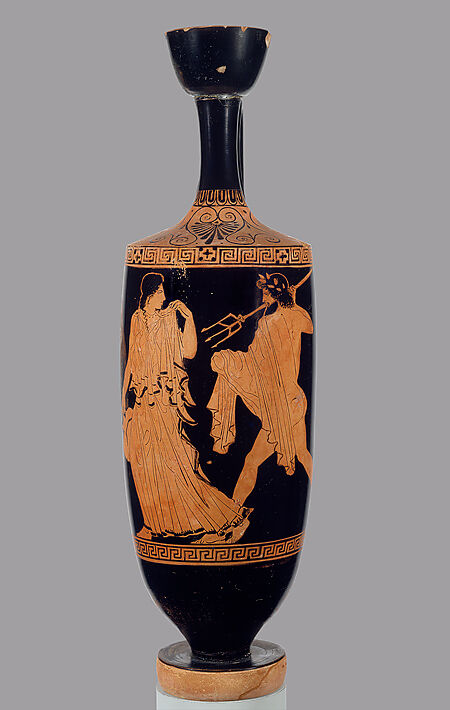 Terracotta lekythos (oil flask), Phiale Painter, Terracotta, Greek, Attic