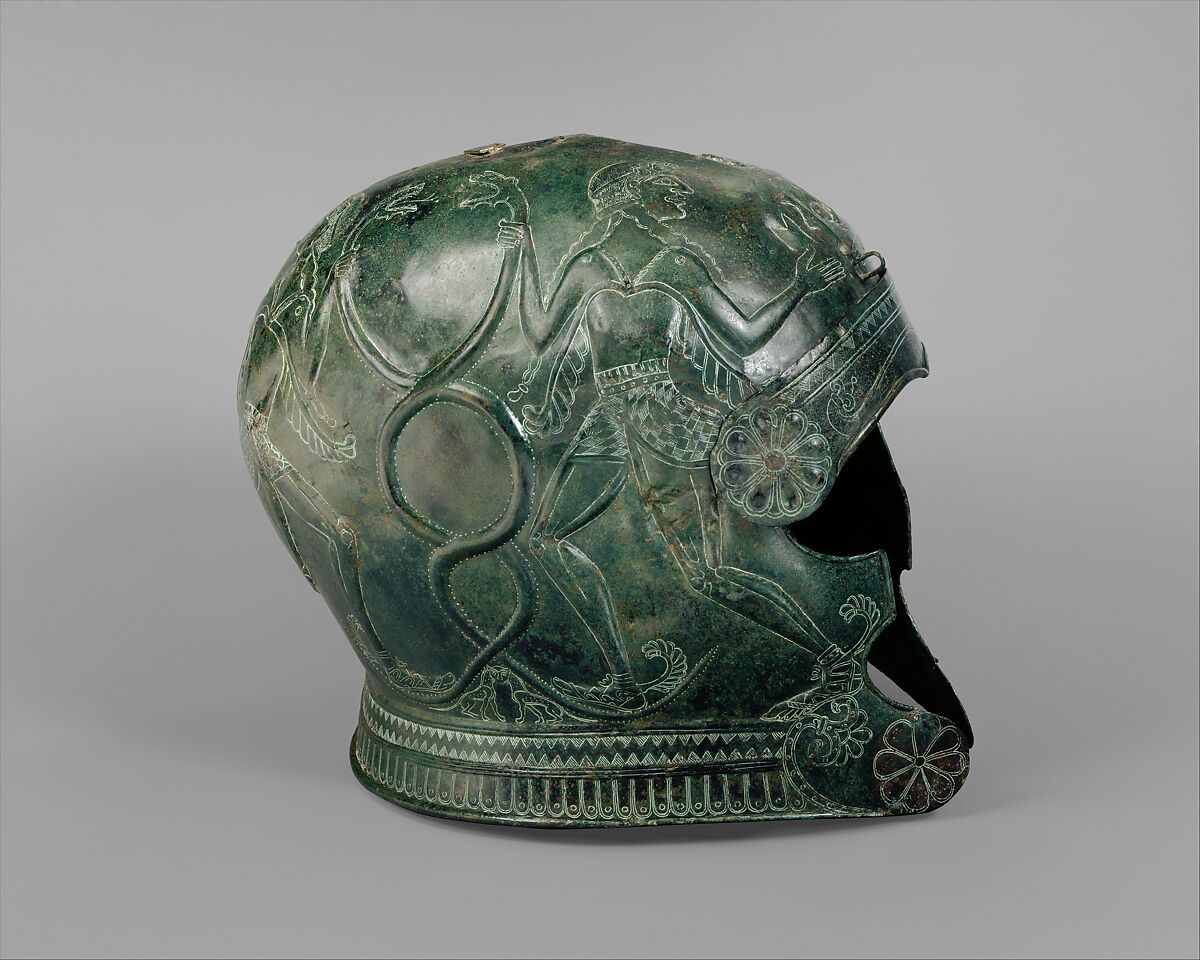 Two bronze helmets, Bronze, Greek, Cretan