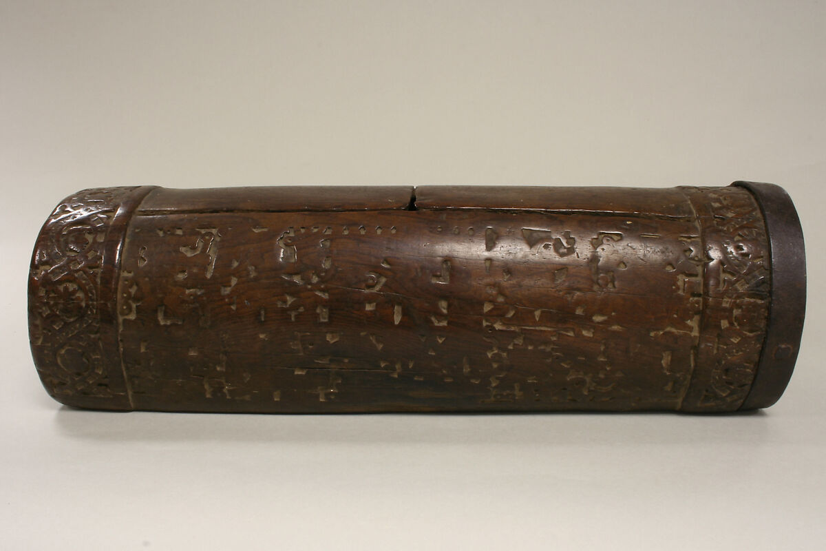 Drum (Teponaztli), Wood (rosewood ?), iron band, Mexica (Aztec)