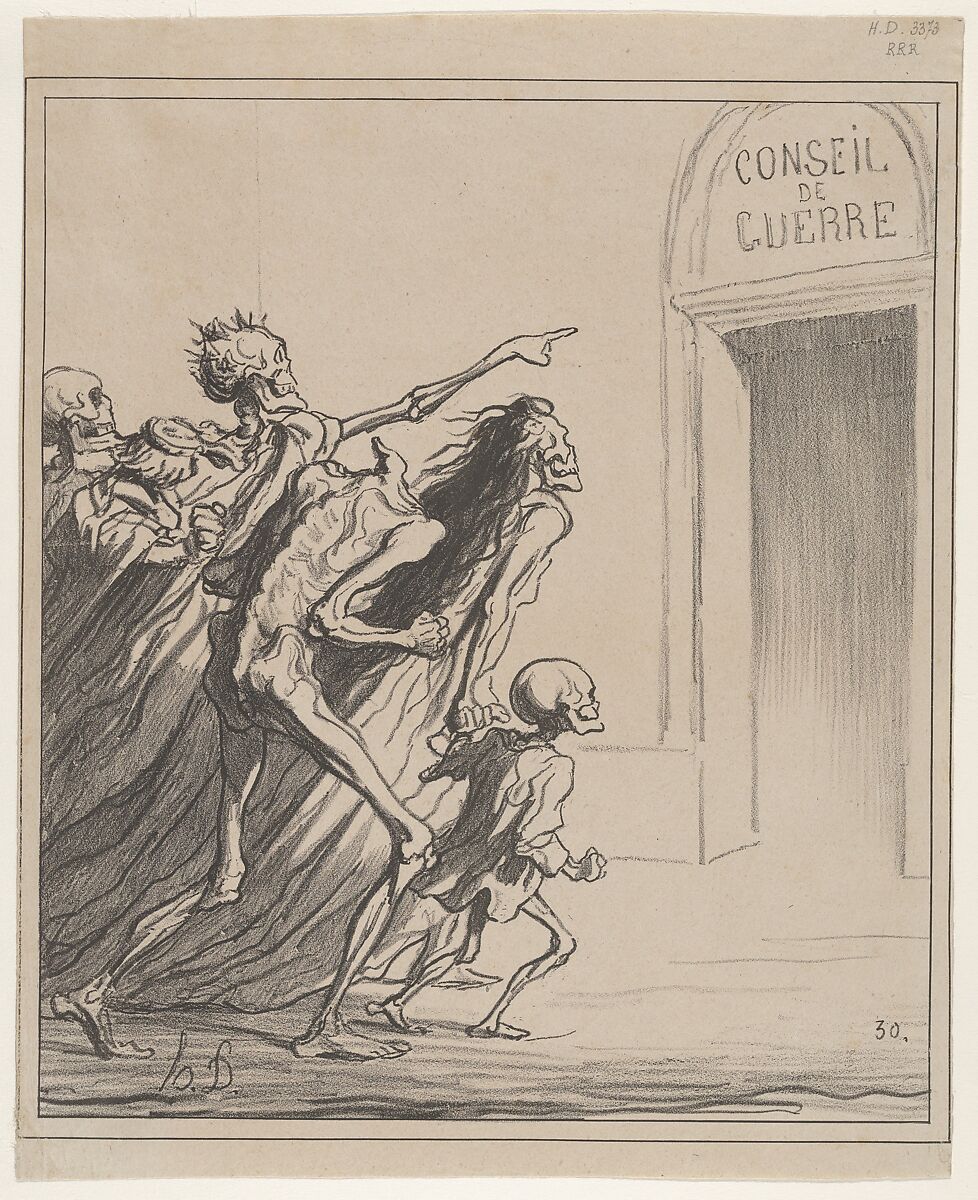 The Witnesses - The War Council, Honoré Daumier  French, Lithograph on tan wove paper