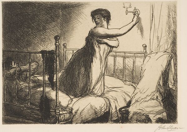 Turning out the Light, from "New York City Life", John Sloan  American, Etching
