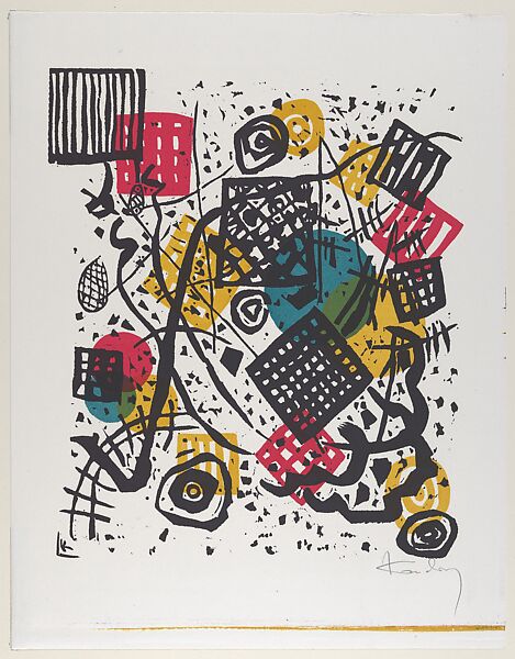 Kleine Welten V (Small Worlds V), Vasily Kandinsky  French, born Russia, Woodcut printed in red, blue, yellow, and black