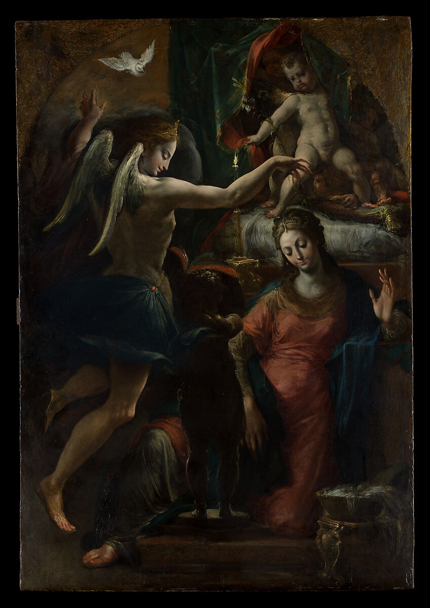 The Annunciation, Girolamo Mazzola Bedoli  Italian, Oil on wood