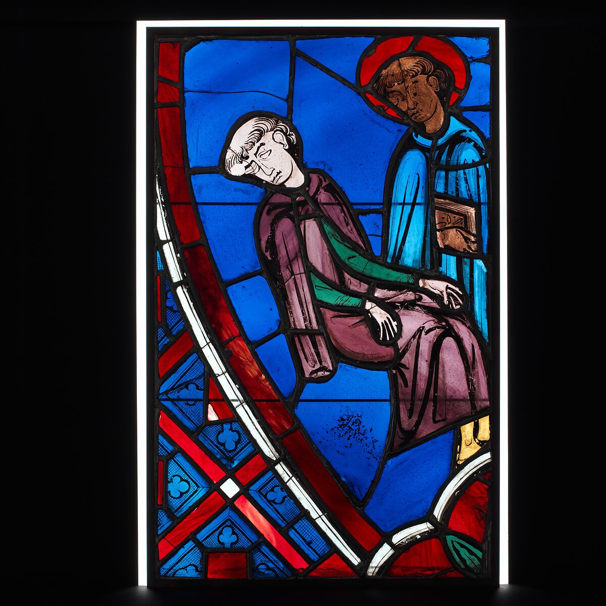 Vision of Saint Germain of Paris, Pot-metal glass, vitreous paint, French