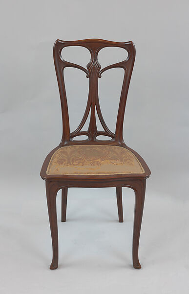Side chair, Edward Colonna  German, Palisander, damask upholstery
