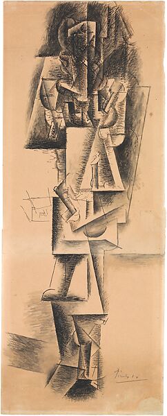 Standing Woman, Pablo Picasso  Spanish, Pen and black ink, oiled charcoal, and opaque watercolor on two sheets of paper