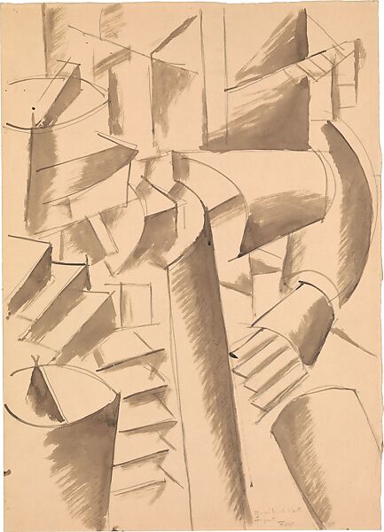 Drawing for "The Card Game", Fernand Léger  French, Brush and ink and graphite on paper, mounted on board