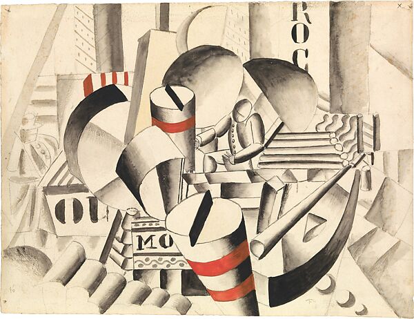 The Tugboat (recto); Related sketch (verso), Fernand Léger  French, Ink, watercolor, and graphite, and opaque watercolor on paper (recto); graphite on paper (verso)