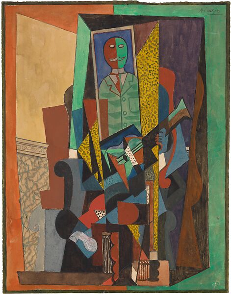 Man with a Guitar, Pablo Picasso  Spanish, Watercolor, opaque watercolor, resin, and graphite on paper