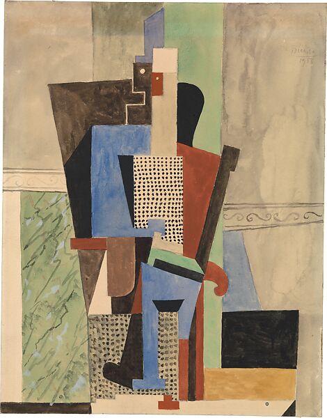 Seated Man, Pablo Picasso  Spanish, Watercolor and opaque watercolor on paper
