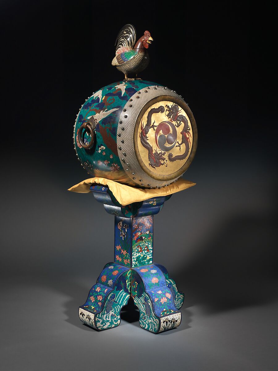 O-daiko, Kodenji Hayashi  Japanese, Wood, metal, cloisonné, hide, silk, padding, Japanese