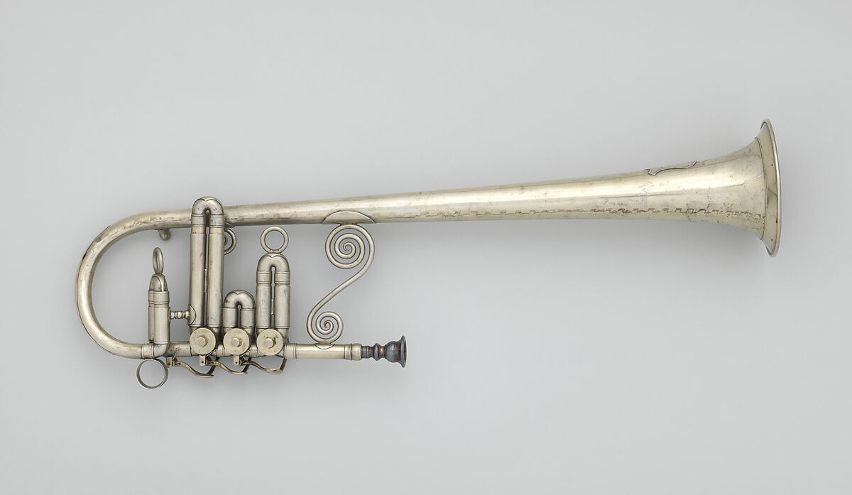 Over-the-Shoulder Soprano Horn in E-flat, John F. Stratton  American, Nickel-silver, American