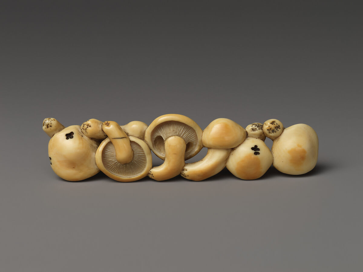 String of Mushrooms, Ivory, Japan