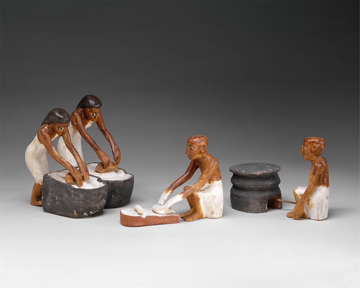 Bakers and Brewers from Meketre's Model Bakery and Brewery, Wood, gesso, paint, linen