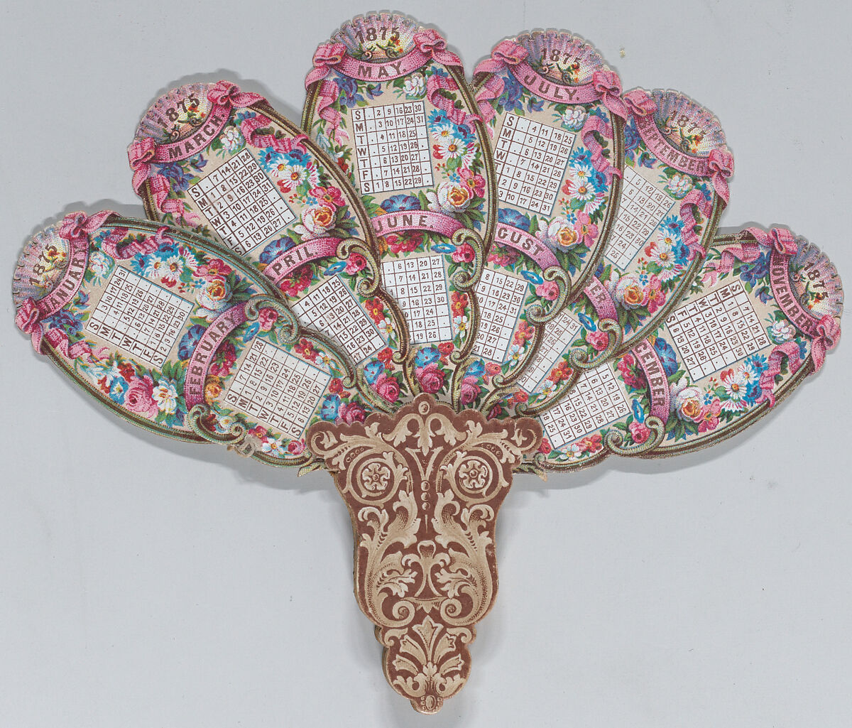 Valentine - Mechanical - elaborate fan, Anonymous, British, 19th century  British, Heavy die-cut card stock, chromolithography, sewing thread