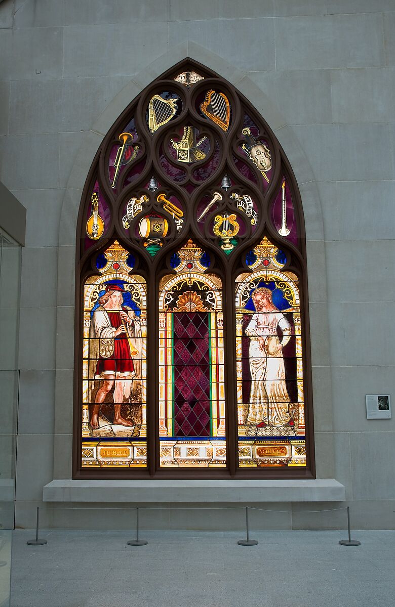 Jubal and Miriam, William Jay Bolton, Stained glass window; vitreous glass paint, enamel paint, silver stain, American