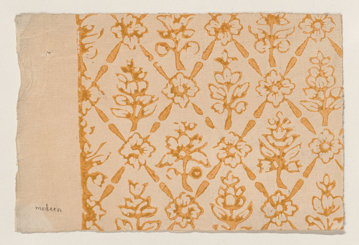 Sheet with overall floral pattern, Anonymous  , 19th century, Relief print (wood or metal) 