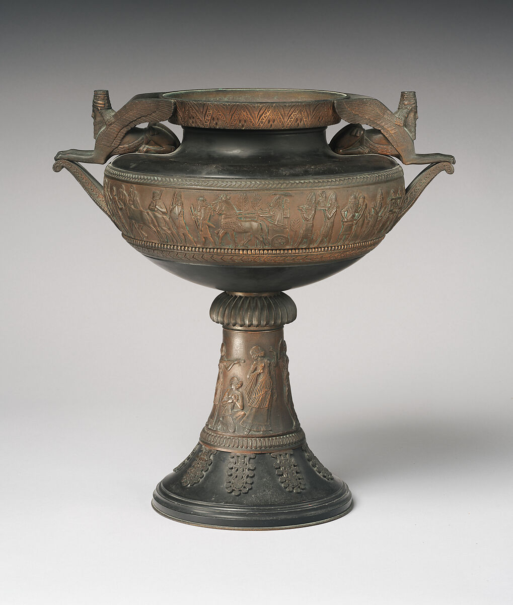 Urn with Assyrian scenes, Slate, bronze, French