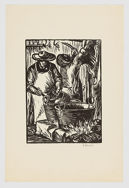 The Butcher Shop, Adolfo Mexiac  Mexican, Linocut