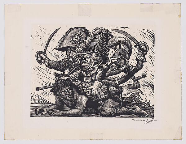 Uprising (the Generals), Adolfo Mexiac  Mexican, Linocut