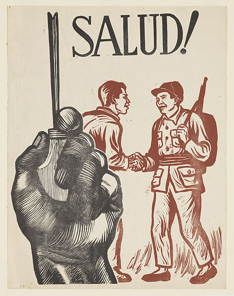 SALUD! (a salute to the Chinese artists and their new revolutionary nation), Alberto Beltrán  Mexican, Lithograph (color linocut); proof impression
