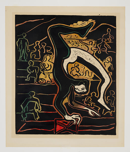 Acrobat, Alfredo Zalce  Mexican, Color linocut