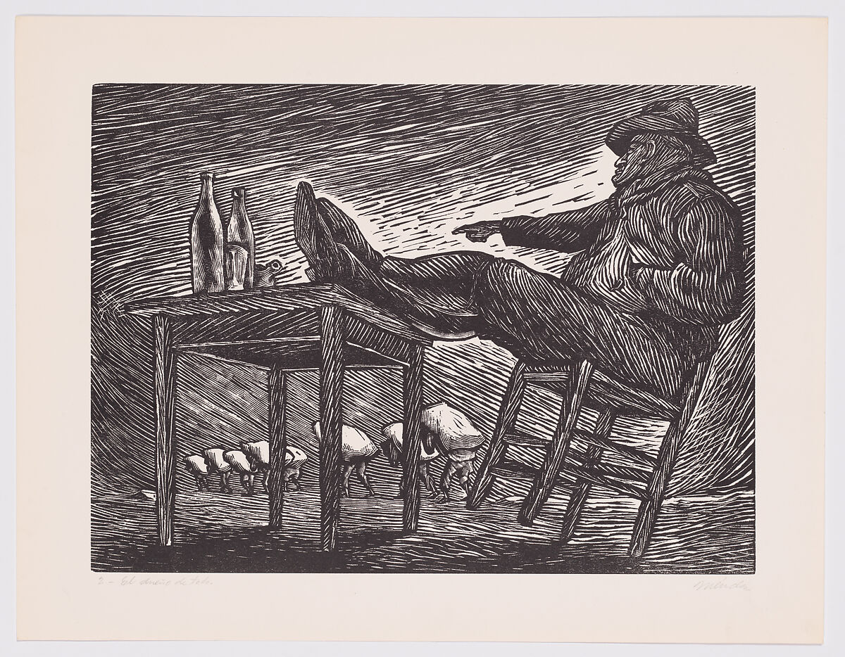 Master of Everything (El Dueño de Todo), plate 2 from "Hidden River" (Río Escondido), Leopoldo Méndez  Mexican, Linocut